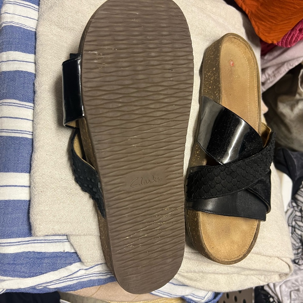 Clarks Black Minimalist Sandals